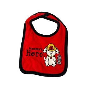 Baby Gear Mommys Hero Bib One Size Red Black Dalmatian Dog Fireman Puppy